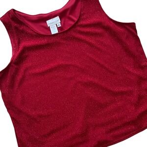 Coldwater Creek‎ XL Red Sparkly Sleeveless Tank Top Party Holiday Blouse